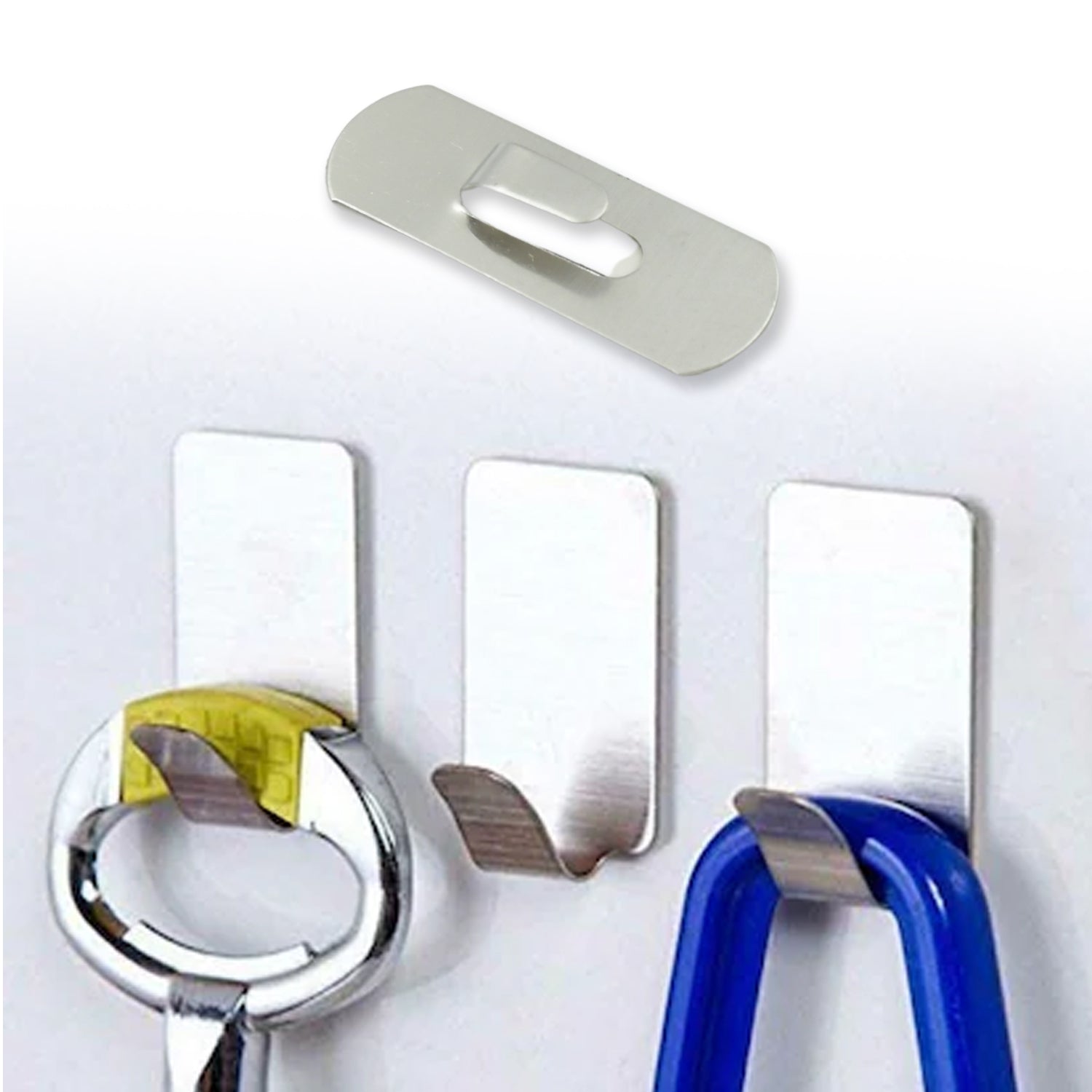 9418 Multipurpose Stainless Steel Wall hanging hook 18pc, Self Adhesive Stainless Steel Heavy Duty Wall Hooks for Hanging Clothes, Calender, Bathroom Tiles, Kitchen, Key Hange (18 Pc Set) 9418 Multipurpose Stainless Steel Wall hanging hook 18pc, Self Adhesive Stainless Steel Heavy Duty Wall Hooks for Hanging Clothes, Calender, Bathroom Tiles, Kitchen, Key Hange (18 Pc Set)
